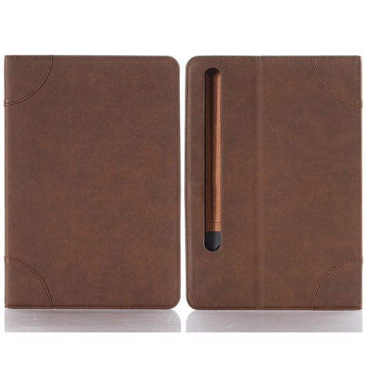 For Samsung Galaxy Tab S9 Retro Book Leather Tablet Case(Dark Brown) - Galaxy Tab S9 Cases by buy2fix | Online Shopping UK | buy2fix