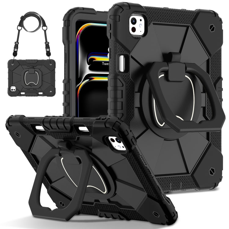 For iPad Pro 11 2024 Contrast Color Robot Silicone Hybrid PC Tablet Case(Black) - iPad Pro 11 2024 Cases by buy2fix | Online Shopping UK | buy2fix