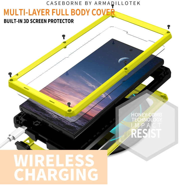 For Samsung Galaxy S24 Ultra 5G R-JUST Sliding Camera Life Waterproof Holder Phone Case(Yellow) - Galaxy S24 Ultra 5G Cases by R-JUST | Online Shopping UK | buy2fix