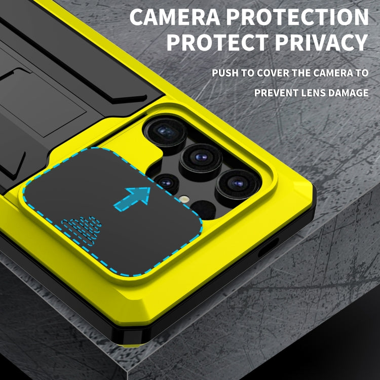 For Samsung Galaxy S24 Ultra 5G R-JUST Sliding Camera Life Waterproof Holder Phone Case(Yellow) - Galaxy S24 Ultra 5G Cases by R-JUST | Online Shopping UK | buy2fix