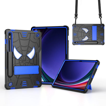 For Samsung Galaxy Tab S9 FE / S9 Fold-Holder Spider Silicone Hybrid PC Tablet Case(Back Blue) - Galaxy Tab S9 Cases by buy2fix | Online Shopping UK | buy2fix