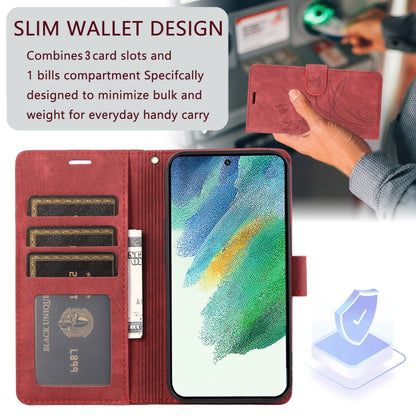 For Samsung Galaxy S24+ / S25+ 5G Orchid Butterfly Embossed Leather Phone Case(Red) - Galaxy S24+ 5G Cases by buy2fix | Online Shopping UK | buy2fix