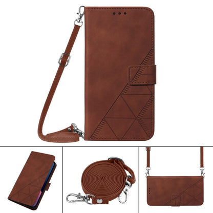 For Samsung Galaxy A55 Crossbody 3D Embossed Flip Leather Phone Case(Brown) - Galaxy Phone Cases by buy2fix | Online Shopping UK | buy2fix