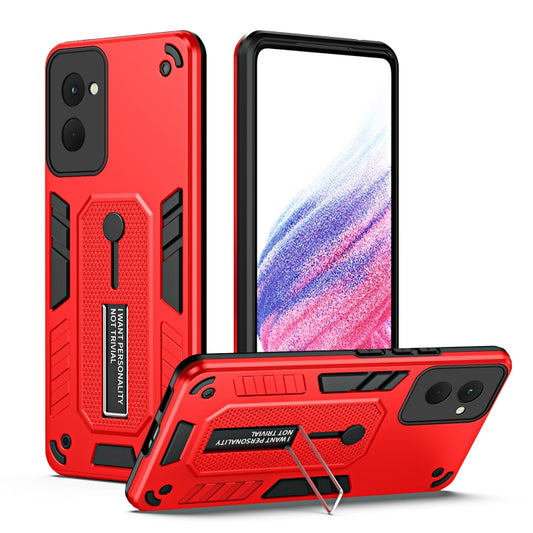 For Motorola Moto G Power 2024 Variety Brave Armor Finger Loop Holder Phone Case(Red) - Motorola Cases by buy2fix | Online Shopping UK | buy2fix