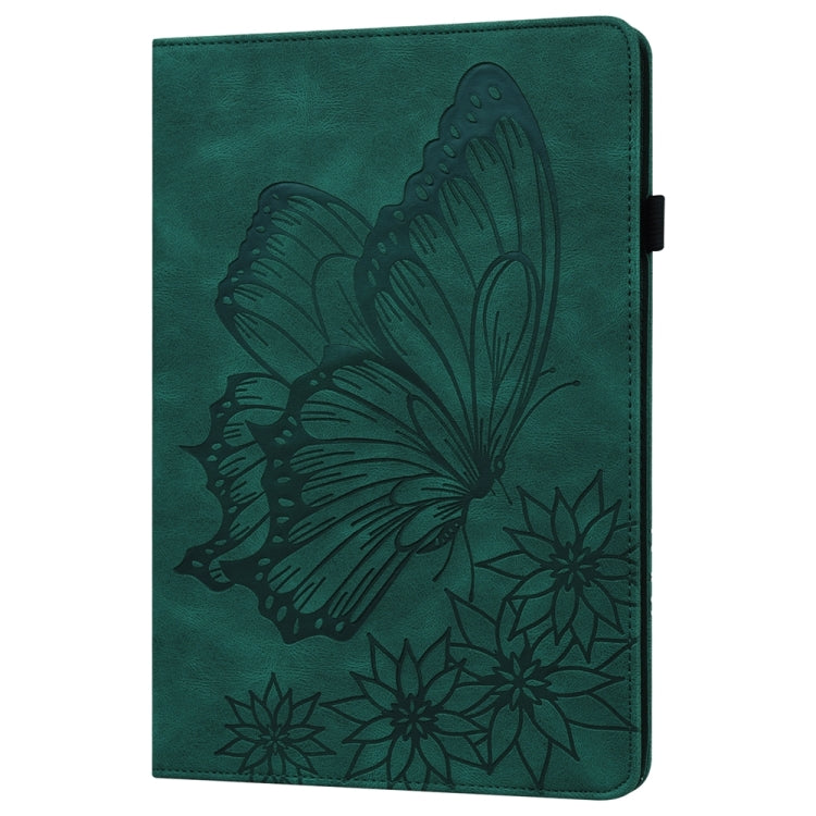 For iPad Pro 12.9 2022 / Air 13 2024 / 2025 Big Butterfly Embossed Leather Tablet Case(Green) - iPad Pro 12.9 (2022/2021) Cases by buy2fix | Online Shopping UK | buy2fix