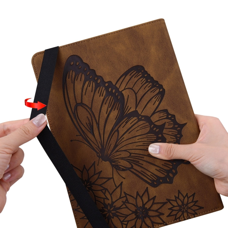 For iPad Pro 11 2024 Big Butterfly Embossed Leather Tablet Case(Brown) - iPad Pro 11 2024 Cases by buy2fix | Online Shopping UK | buy2fix