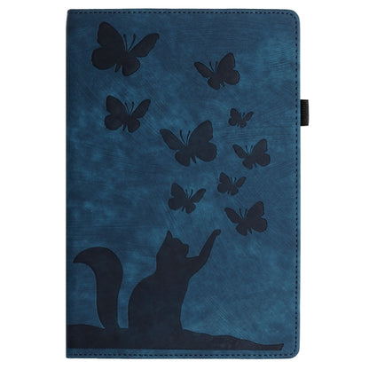 For iPad Pro 12.9 2022 / Air 13 2024 Butterfly Cat Embossing Leather Tablet Case(Dark Blue) - iPad Pro 12.9 (2022/2021) Cases by buy2fix | Online Shopping UK | buy2fix