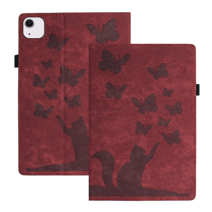 For iPad Air 11 2024 / Air 11 2025 Butterfly Cat Embossing Leather Tablet Case(Red) - iPad Air 11 2025 / 2024 Cases by buy2fix | Online Shopping UK | buy2fix