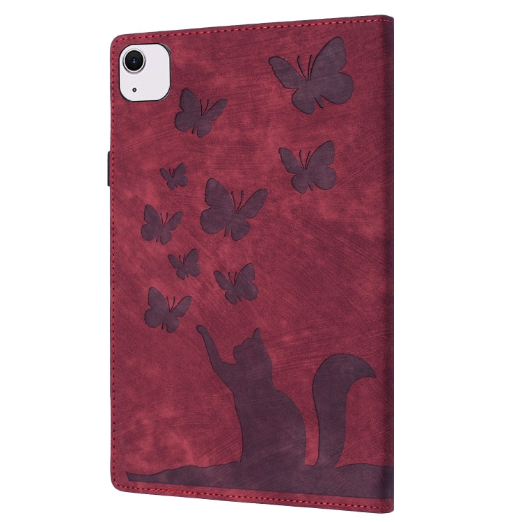 For iPad Air 11 2024 / Air 11 2025 Butterfly Cat Embossing Leather Tablet Case(Red) - iPad Air 11 2025 / 2024 Cases by buy2fix | Online Shopping UK | buy2fix