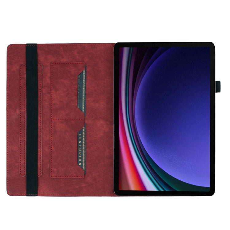 For Samsung Galaxy Tab S9 FE+ / S9+ / S8+ Butterfly Cat Embossing Leather Tablet Case(Red) - Galaxy Tab S9+ Cases by buy2fix | Online Shopping UK | buy2fix