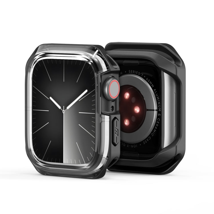 For Apple Watch 9 / 8 / 7 41mm DUX DUCIS Tamo Series Hollow PC + TPU Watch Protective Case(Transparent Black) - Watch Cases by DUX DUCIS | Online Shopping UK | buy2fix