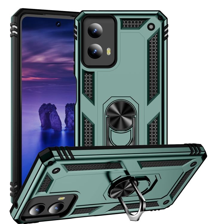 For Motorola Moto G Play 5G 2024 Shockproof TPU + PC Phone Case with Holder(Dark Green) - Motorola Cases by buy2fix | Online Shopping UK | buy2fix