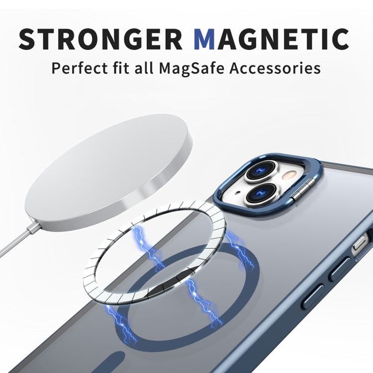 For iPhone 15 Plus Metal Invisible Camera Holder MagSafe Magnetic Phone Case(Blue) - iPhone 15 Plus Cases by buy2fix | Online Shopping UK | buy2fix
