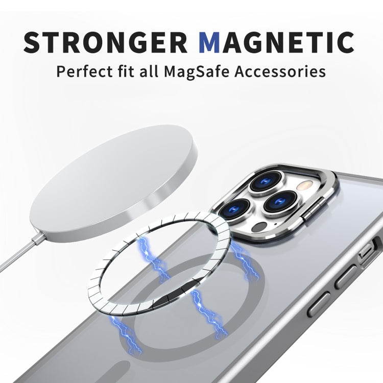 For iPhone 13 Pro Metal Invisible Camera Holder MagSafe Magnetic Phone Case(Grey) - iPhone 13 Pro Cases by buy2fix | Online Shopping UK | buy2fix