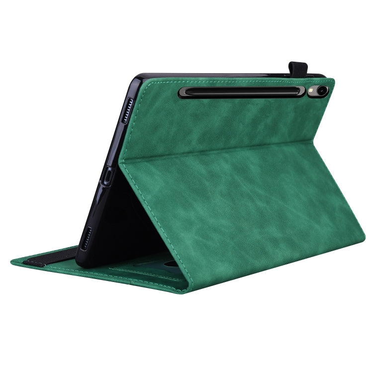 For Samsung Galaxy Tab S9 / S8 / S7 Splicing Shockproof Smart Leather Tablet Case(Green) - Galaxy Tab S9 Cases by buy2fix | Online Shopping UK | buy2fix