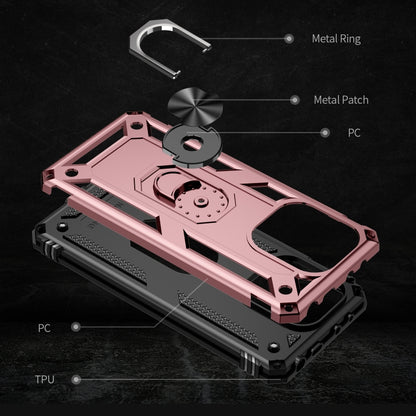 For Xiaomi Redmi Note 13 4G Shockproof TPU + PC Phone Case with Holder(Rose Gold) - Note 13 Cases by buy2fix | Online Shopping UK | buy2fix