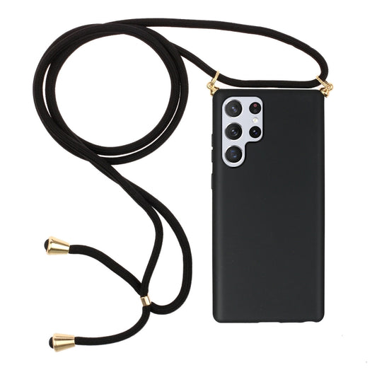 For Samsung Galaxy S24 Ultra 5G Wheat Straw Material + TPU Phone Case with Lanyard(Black) - Galaxy S24 Ultra 5G Cases by buy2fix | Online Shopping UK | buy2fix