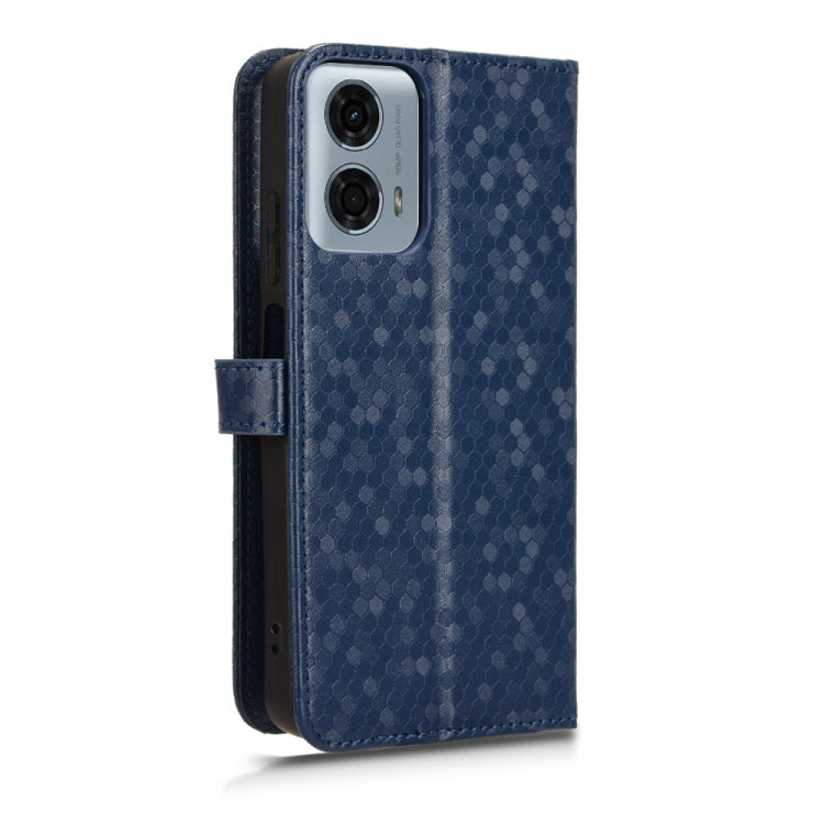 For Motorola Moto G Power 5G 2024 Honeycomb Dot Texture Leather Phone Case(Blue) - Motorola Cases by buy2fix | Online Shopping UK | buy2fix