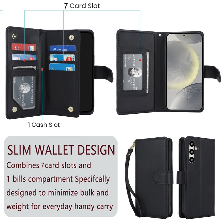 For Samsung Galaxy S24+ / S25+ 5G Multi-Card Wallet RFID Leather Phone Case(Black) - Galaxy S24+ 5G Cases by buy2fix | Online Shopping UK | buy2fix