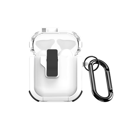 For AirPods 1/2 DUX DUCIS PECN Series Split Two-color Transparent Earphone Case with Hook(White Black) - For AirPods 1/2 by DUX DUCIS | Online Shopping UK | buy2fix