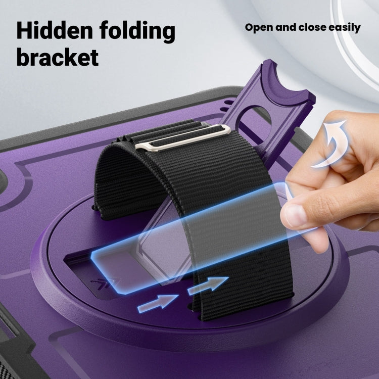 For iPad Pro 11 2024 Honeycomb Hand Grip Turntable Stand Tablet Case(Purple) - iPad Pro 11 2024 Cases by buy2fix | Online Shopping UK | buy2fix