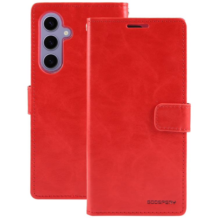 For Samsung Galaxy S24 5G GOOSPERY BLUE MOON Crazy Horse Texture Leather Phone Case(Red) - Galaxy S24 5G Cases by GOOSPERY | Online Shopping UK | buy2fix