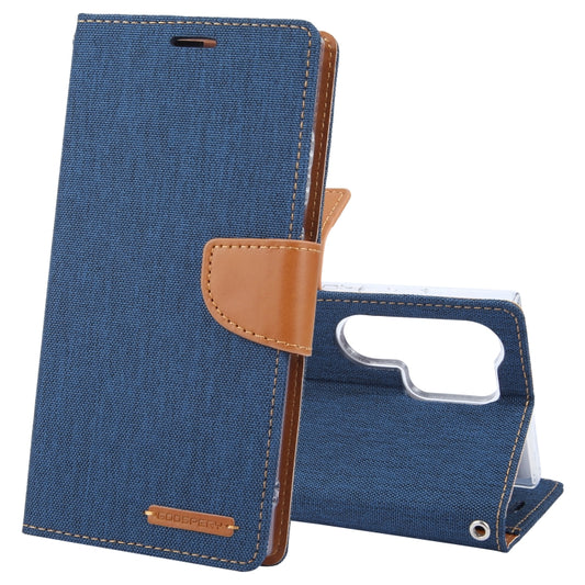 For Samsung Galaxy S24 Ultra 5G GOOSPERY CANVAS DIARY Fabric Texture Flip Leather Phone Case(Navy Blue) - Galaxy S24 Ultra 5G Cases by GOOSPERY | Online Shopping UK | buy2fix