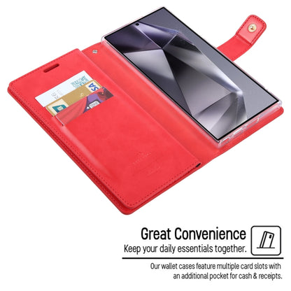 For Samsung Galaxy S24 Ultra 5G GOOSPERY MANSOOR DIARY 9 Card Slots Leather Phone Case(Red) - Galaxy S24 Ultra 5G Cases by GOOSPERY | Online Shopping UK | buy2fix