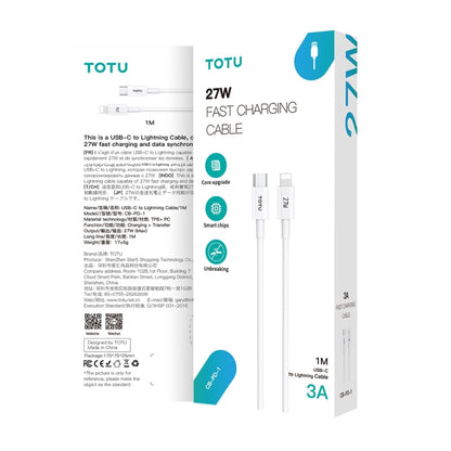 TOTU CB-1-CC 60W USB-C/Type-C to USB-C/Type-C Fast Charging Data Cable, Length: 1m(White) - USB-C & Type-C Cable by TOTUDESIGN | Online Shopping UK | buy2fix