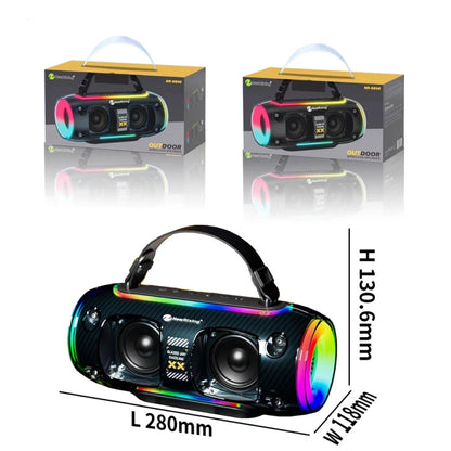 New Rixing NR8806 Portable Outdoor Wireless Bluetooth Speaker RGB Colorful Subwoofer, Style:Single Mic(Blue) - Desktop Speaker by NewRixing | Online Shopping UK | buy2fix
