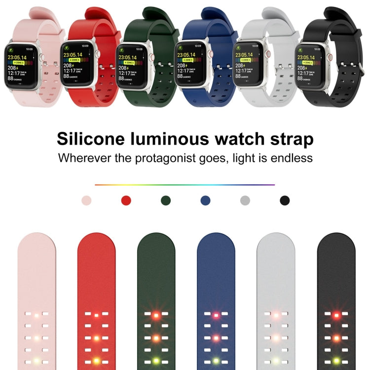 For Apple Watch Series 7 41mm Luminous Colorful Light Silicone Watch Band(Red) - Watch Bands by buy2fix | Online Shopping UK | buy2fix