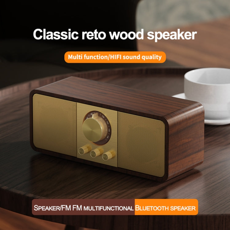 OneDer JY82 Wooden Retro Styling Wireless Speaker HIFI Classic FM Radio Support TF / U-Disk / AUX(Walnut Wood) - Desktop Speaker by OneDer | Online Shopping UK | buy2fix