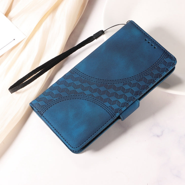 For iPhone 16 Embossed Rhombus Starry Leather Phone Case(Blue) - More iPhone Cases by buy2fix | Online Shopping UK | buy2fix