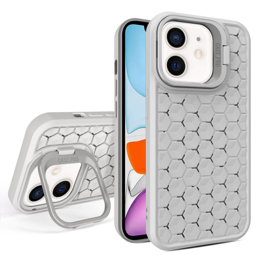 For iPhone 11 Honeycomb Radiating Lens Holder Magsafe Phone Case(Grey) - iPhone 11 Cases by buy2fix | Online Shopping UK | buy2fix