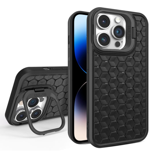 For iPhone 14 Pro Max Honeycomb Radiating Lens Holder Magsafe Phone Case(Black) - iPhone 14 Pro Max Cases by buy2fix | Online Shopping UK | buy2fix