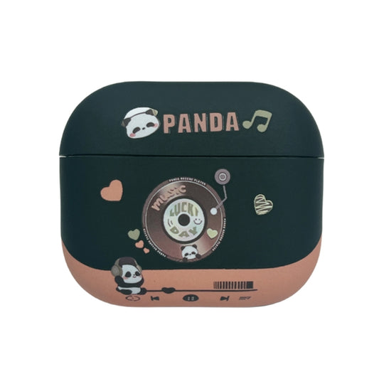 For AirPods Pro Panda Records Pattern Earbuds Box Frosted TPU Case(Black) - For AirPods Pro by buy2fix | Online Shopping UK | buy2fix