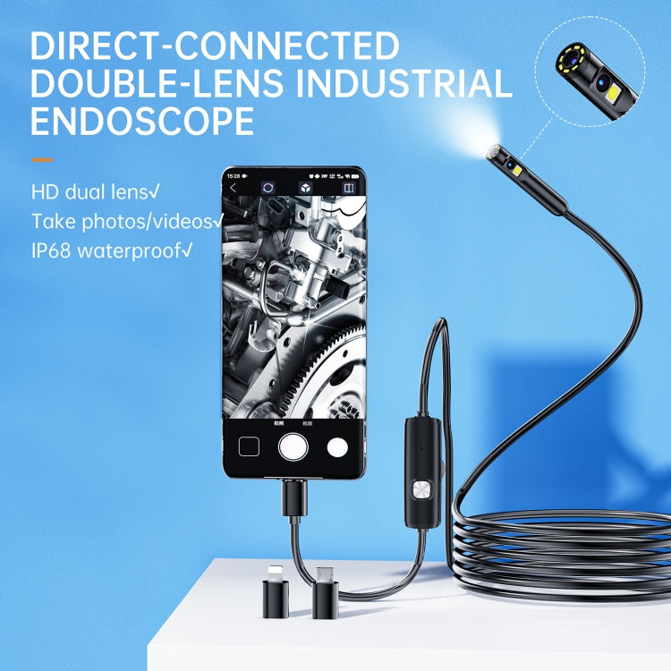 AN112 8mm Double Lenses HD Industry Endoscope Support Mobile Phone Direct Connection, Length:2m Soft Tube -  by buy2fix | Online Shopping UK | buy2fix