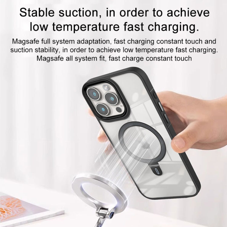 For iPhone 15 Shield Armor MagSafe Holder Phone Case(Grey) - iPhone 15 Cases by buy2fix | Online Shopping UK | buy2fix