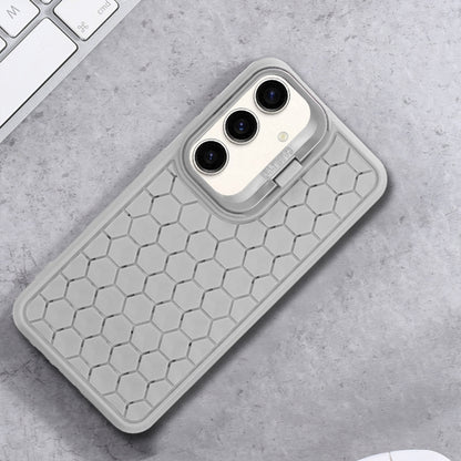 For Samsung Galaxy S23 FE 5G Honeycomb Radiating Lens Holder Magsafe Phone Case(Grey) - Galaxy S23 FE 5G Cases by buy2fix | Online Shopping UK | buy2fix