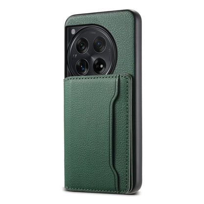 For OnePlus 12 Calf Texture Card Bag Design Full Coverage Phone Case(Green) - OnePlus Cases by buy2fix | Online Shopping UK | buy2fix