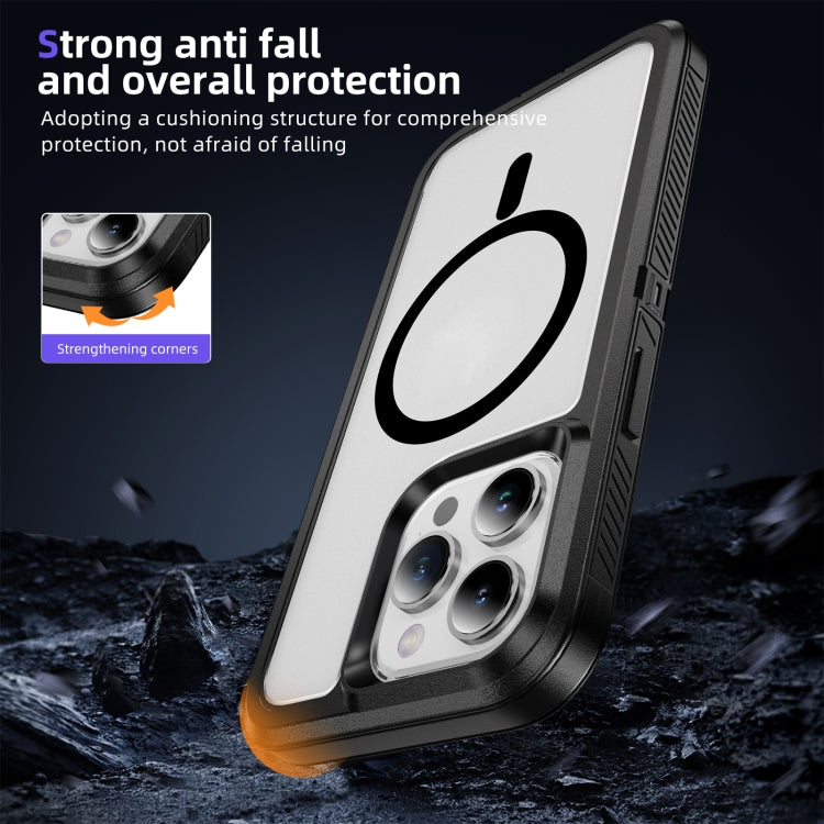 For iPhone 15 Plus / 14 Plus Guard Magsafe Magnetic Ring Matte Phone Case(Black+Transparent) - iPhone 15 Plus Cases by buy2fix | Online Shopping UK | buy2fix