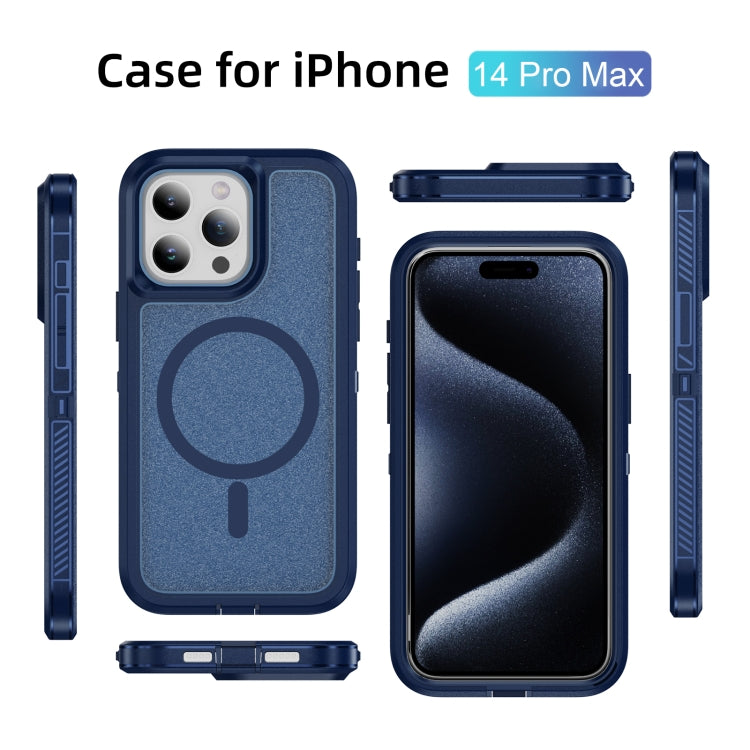 For iPhone 14 Pro Max Guard Magsafe Magnetic Ring Matte Phone Case(Royal Blue) - iPhone 14 Pro Max Cases by buy2fix | Online Shopping UK | buy2fix