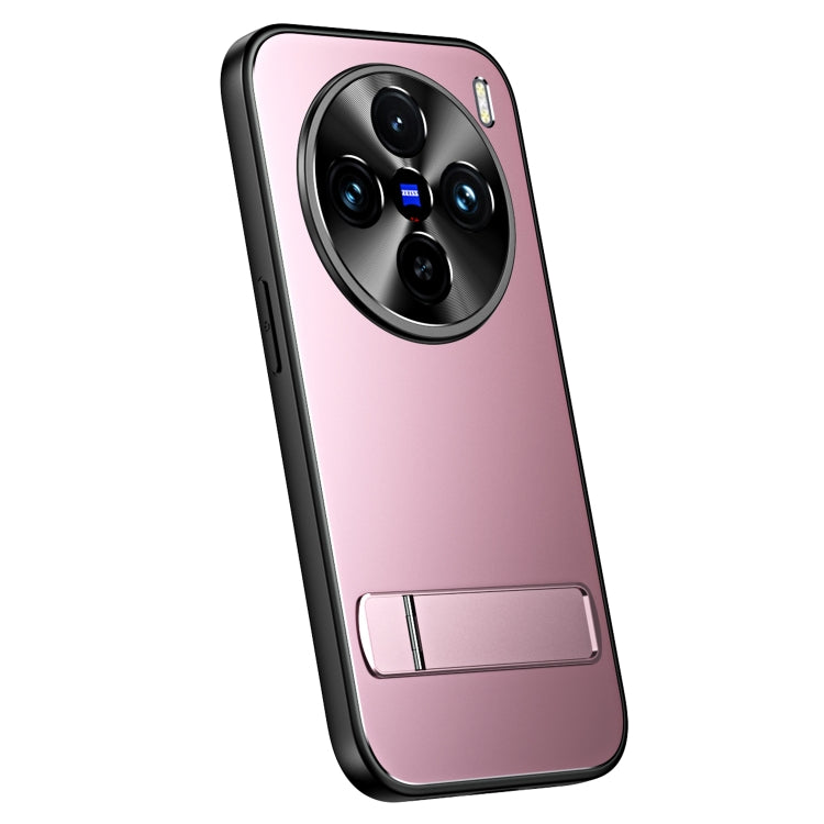 For vivo X100 / X100 Pro R-JUST RJ-61 Electroplating Frosted TPU + PC Phone Case with Holder(Pink) - vivo Cases by R-JUST | Online Shopping UK | buy2fix