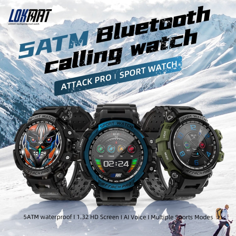 LOKMAT ATTACK Pro 1.32 inch BT5.1 Smart Sport Watch, Support Bluetooth Call / Sleep / Blood Oxygen / Heart Rate / Blood Pressure Health Monitor(Green) - Smart Watches by Lokmat | Online Shopping UK | buy2fix