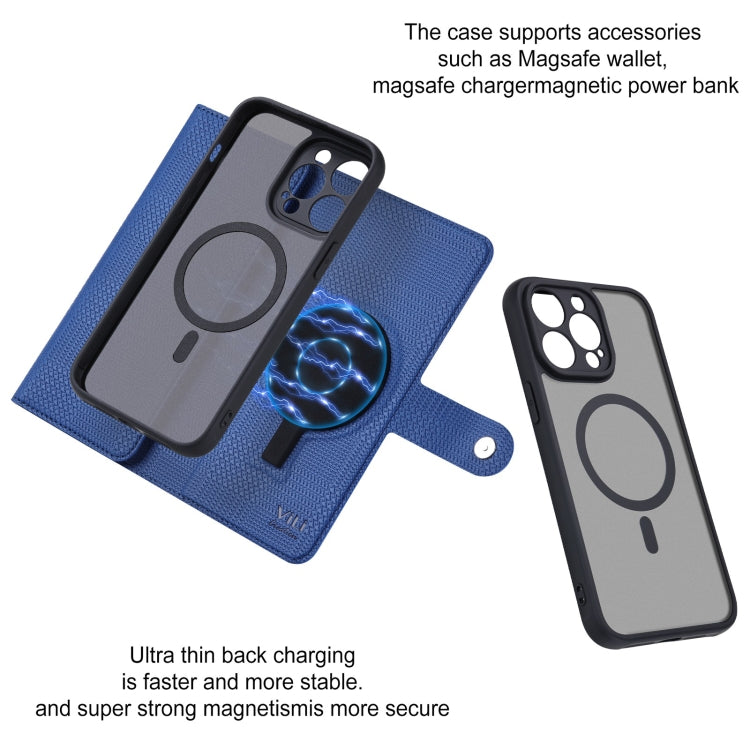 For iPhone 15 Pro Max ViLi GHA Series Shockproof MagSafe RFID Leather Attraction Horizontal Flip Phone Case(Blue) - iPhone 15 Pro Max Cases by ViLi | Online Shopping UK | buy2fix