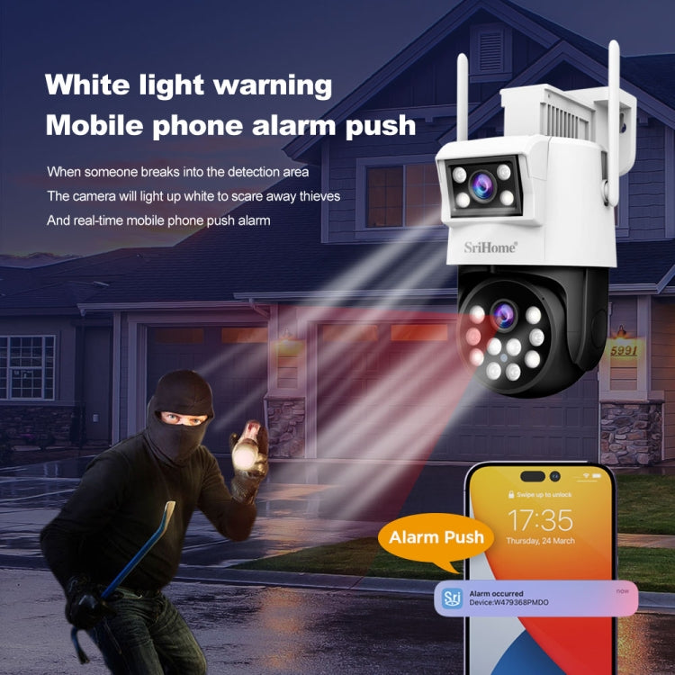 SriHome SH048 2MP + 2MP Humanoid Tracking Smart Night Vision Dual Lens IP Camera(EU Plug) - Wireless Camera by SriHome | Online Shopping UK | buy2fix