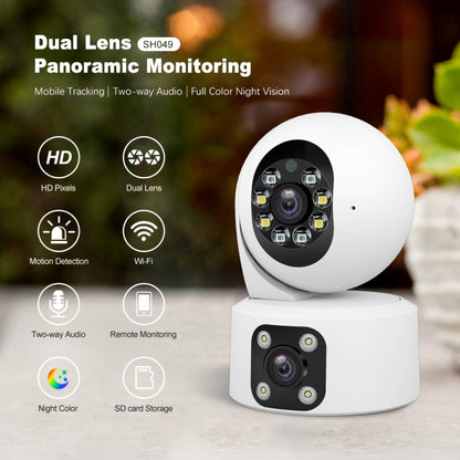 SriHome SH049 2MP + 2MP Humanoid Tracking Smart Night Vision Dual Lens HD IP Camera(UK Plug) - Wireless Camera by SriHome | Online Shopping UK | buy2fix