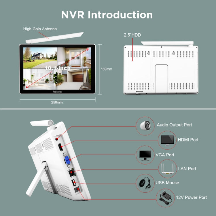 SriHome NVS010-IPC056 Ultra HD 4 Channel WiFi Network Video Recorder Set(EU Plug) - Digital Video Recorder by SriHome | Online Shopping UK | buy2fix