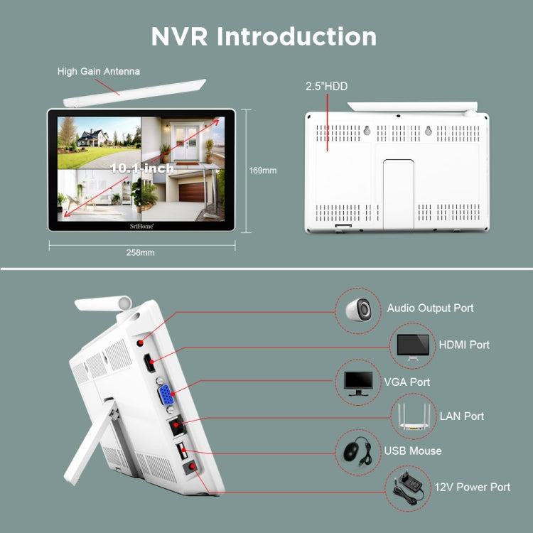 SriHome NVS010-IPC047 Ultra HD 4 Channel WiFi Network Video Recorder Set(UK Plug) - Video Recorder Kit by SriHome | Online Shopping UK | buy2fix