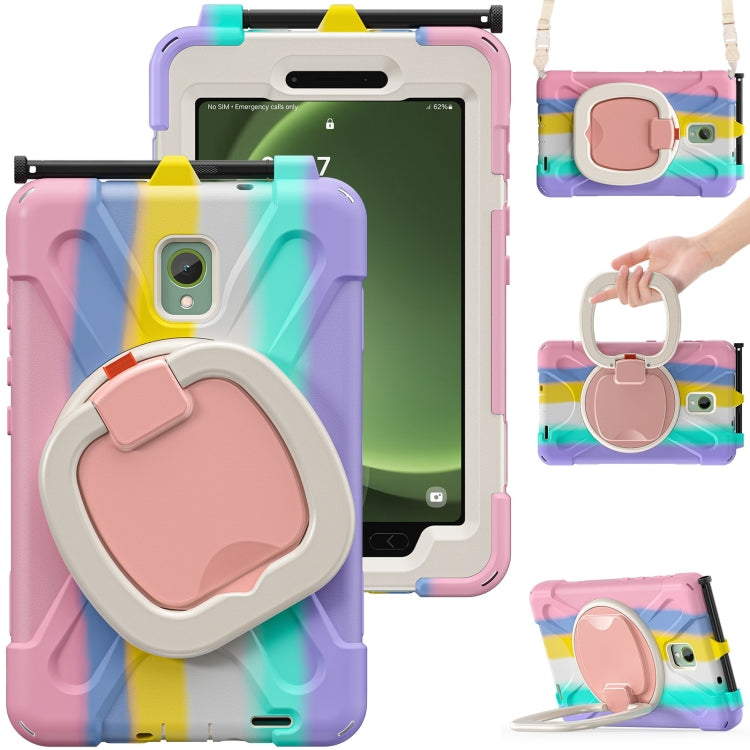 For Samsung Galaxy Tab Active5 X300 Silicone Hybrid PC Tablet Case with Holder & Shoulder Strap(Colorful Pink) - Other Galaxy Tab PC by buy2fix | Online Shopping UK | buy2fix